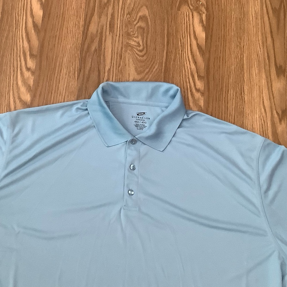 Ultra Club Cool & Dry Men Size 4XL  Blue Short Sleeve Classic Polo Shirt